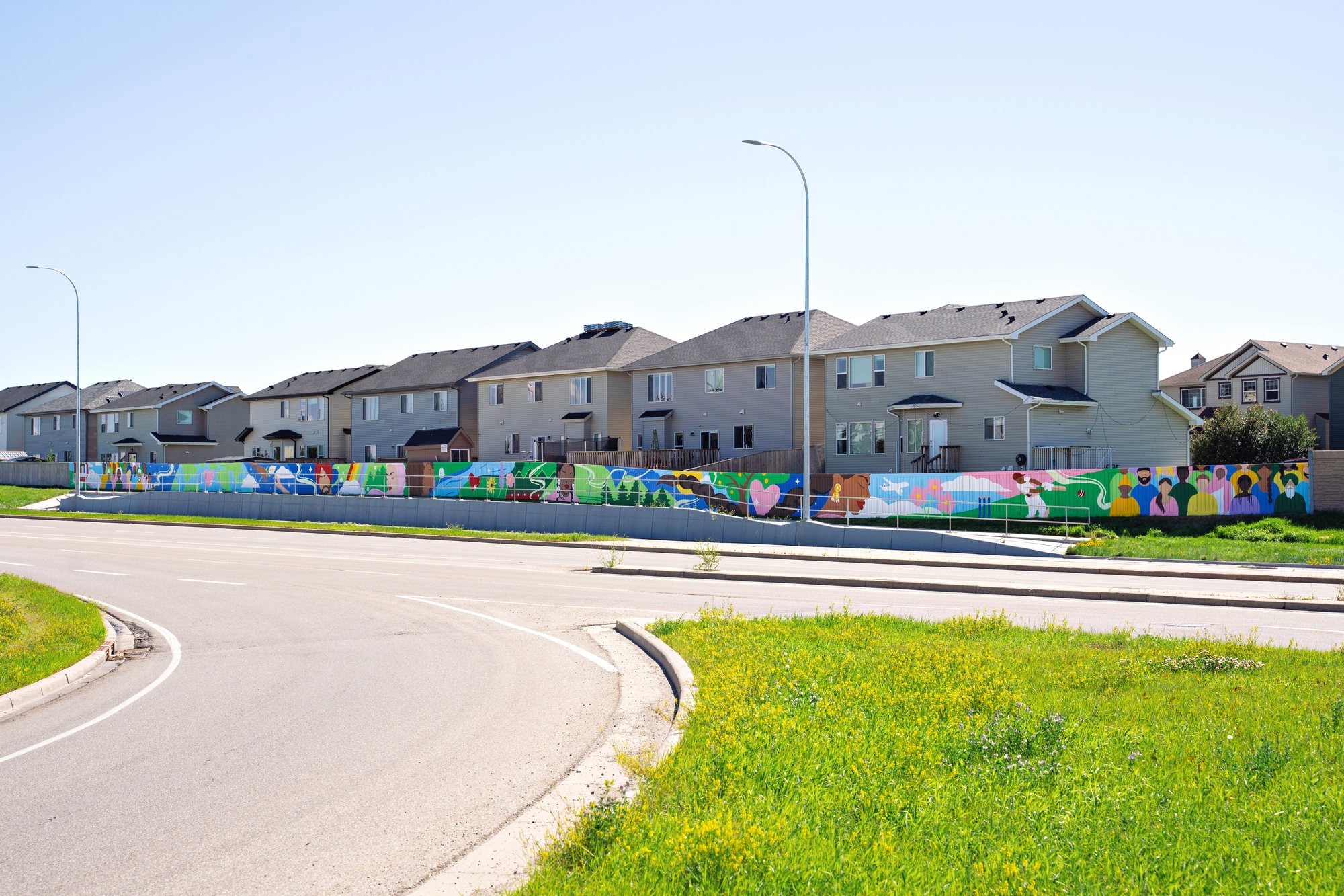 The full 100-metre mural seen from across the road